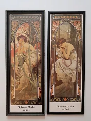 Vintage Pair Of 14  X 38   ALPHONSE MUCHA Art Nouveau Deco Art Framed Prints • $149