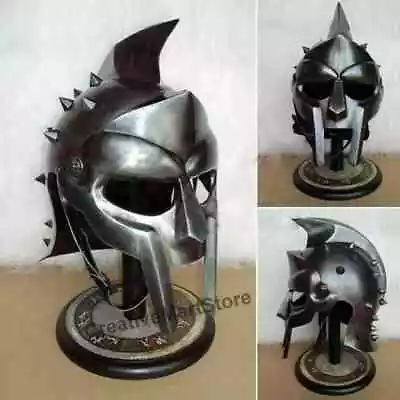 Gladiator Maximus Medieval Armor Helmet Knight Spartan Helmet LARP Handmade Item • $132.61