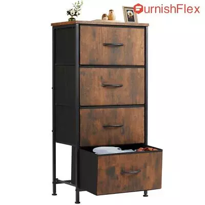 4 Drawer Fabric Dresser Tall Storage TowerDresser Chest With Wood Top • $27.99