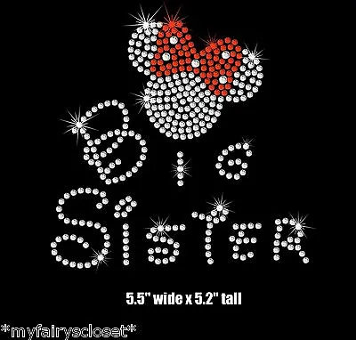 Big Sister Minnie Mouse Iron On Rhinestone Transfer Applique Patch • $10.25