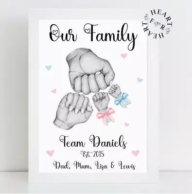 Personalised Family Hand Dad Daddy Grandad Nanny & More Gift Team Fist Print • £4.95