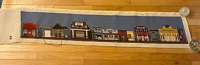 Huge Vintage Completed Needlepoint Old West Town Hotel Saloon Store 4’5” Scene • $15