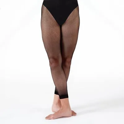 £4.95 • Buy Fishnet Footless Dance Ballet Tights Black & Natural In Sizes 11-13, S, M, L, XL