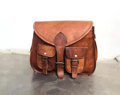 Crossbody New Vintage Leather Messenger Handmade Purse Brown Bag • $50