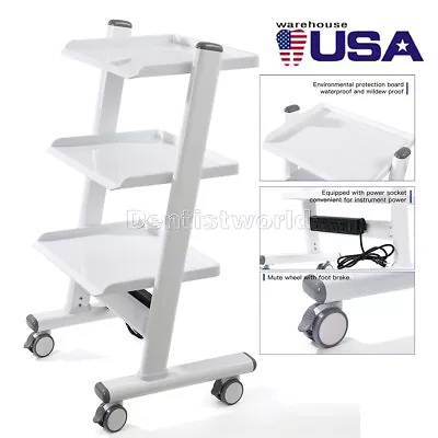 Dental Medical Mobile Cart Built-in Socket Tool Medical Trolley Delivery 3 Layer • $140.79