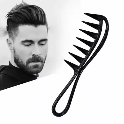 Wide Tooth Black Handle Grip Hair Styling Comb Unisex Hairdressing Hairstyling  • £4.99