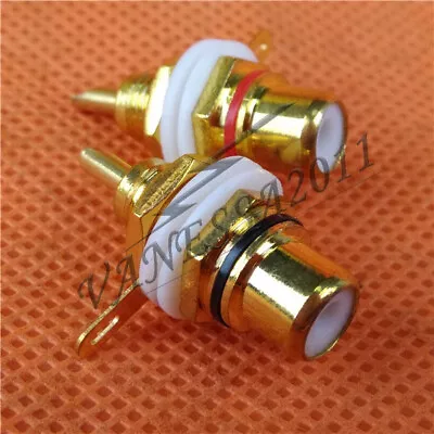 2pcs  NEW Gold Motor Amp Rca Connector Female Chassis Sockets • $2.99