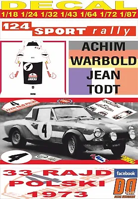 Decal Fiat 124 Abarth Rallye A.warmbold/todt R.polski 1973 Winner (01) • $34.09