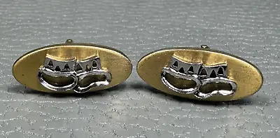 Vintage Comedy & Tragedy Yellow Gold Plated Cuff Links • $19.95