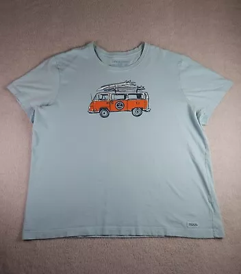 Life Is Good Crusher Tee Mens 2XL Volkswagon Bus Van Surfing Tshirt Blue • $11.24