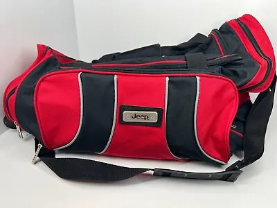 Jeep Duffle Carry Travel Bag Red Black Zip Up Shoulder Strap And Hand Carry • $52.95