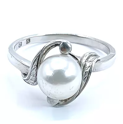 MIKIMOTO Ring Akoya White Pearl 7.3 Mm Silver 925 Size 6.5 (US) Signed Japan • $209