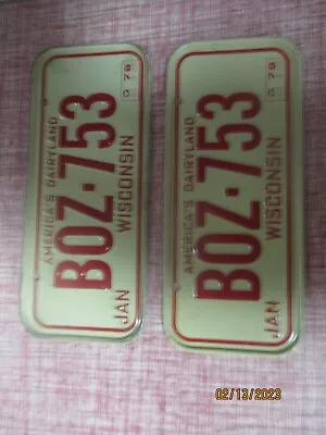 Set Of 2 Wisconsin 1978    Wheaties Cereal Miniature State Metal License Plate • $5