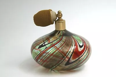 MURANO Latticino Italy W/Gold  Art Glass Perfume Bottle Atomizer Signed • $69.95