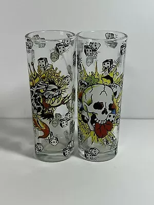 Ed Hardy  2fl. Oz. Tall Shooters Set Of 2 Shot Glasses • $6.99