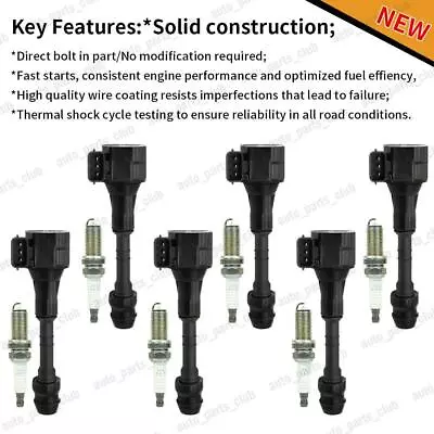 High Performance 6x Ignition Coil & Iridium Spark Plug For Nissan Infiniti 3.5L • $87.19