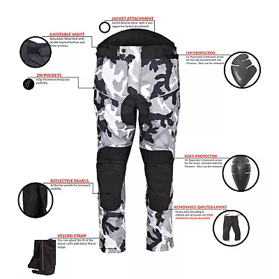 £37.04 • Buy NEW Motorbike Motorcycle Waterproof Cordura Textile Trousers Pants CE Armours 