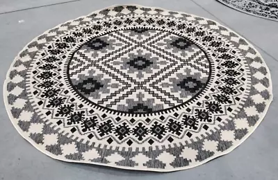 IVORY / SLATE 8' X 8' Round Damaged Rug Reduced Price 1172715021 VER099-3413-8R • $90