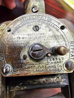 Rare 1891 Vintage Bates  Numbering Machine • $75.99