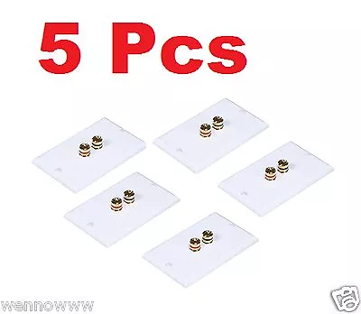 5 Pcs - 1 Speaker 2 Binding Post Banana Wall Face Plates Home Theater White • $35.98