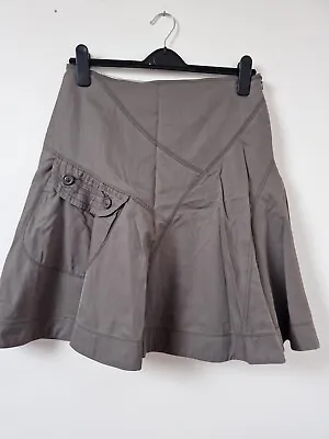 Fat Face Khaki Grey Lined A Line Summer Skirt Size 10 • £19.99