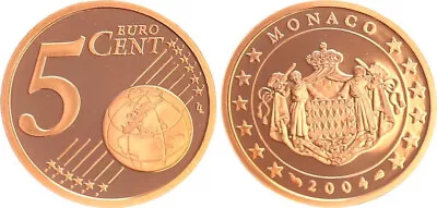 Monaco 5 Cent 2004 Currency Coin Pf IN Münzkapsel. Rare Year Polished 106733 • $75.27