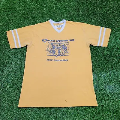 Vintage 1982 Atlanta Sporting-Club Pentathlon Varsity Shirt M 20x26 (XL) Yellow • $239.10
