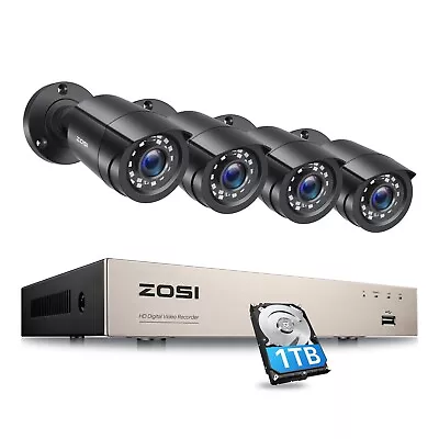 ZOSI 5MP Lite 8CH DVR Security Camera System 1080P Outdoor With Hard Drive 1TB • $150.77