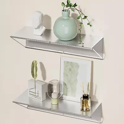 Metal Wall Shelves Floating Shelves For Wall Set Of 2 Small Wall Shelf For Liv • $19.99