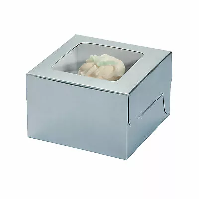 Silver Cupcake Boxes Party Supplies 12 Pieces • $14.99