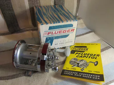 RARE MINT Pflueger Capitol No. 1785 Vintage Bait Casting Fishing Reel Box/Manual • $57