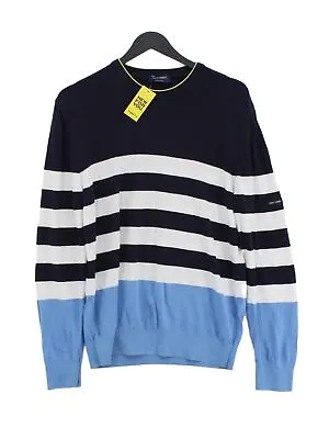 Saint James Women's Jumper M Blue Striped 100% Cotton Crew Neck Pullover • £26.80