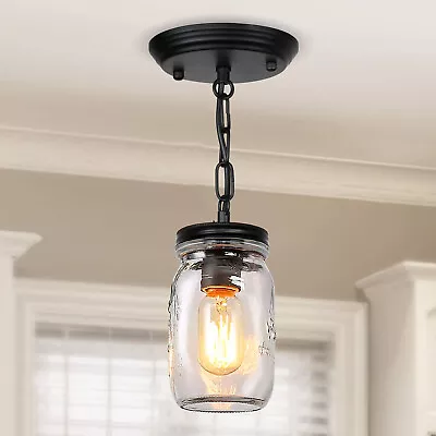 $35.99 • Buy Glass Mason Jar Light Fixtures Kitchen Island Chandelier Pendant Lighting