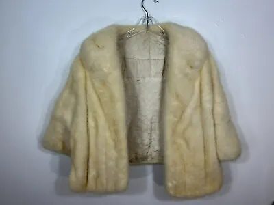 Vintage MINK Fur Shrug White One Size Women's Bridal Wedding Holiday • $250