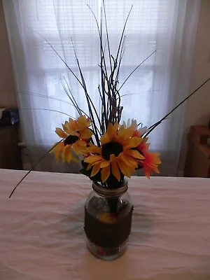 Hand Made Fall Flowers Mason Jar Wedding Table Centerpieces • $4