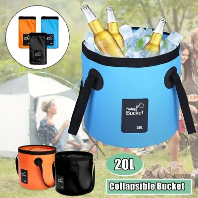 20Liters Collapsible Folding Silicon Bucket Kitchen Camping Garden Water Carrier • £2.99