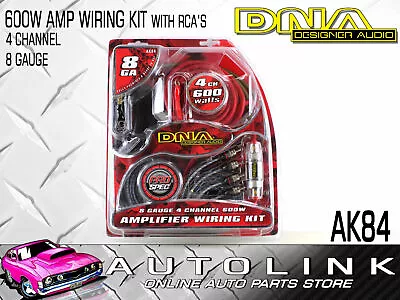 Dna 8 Gauge 4 Channel 600w Amplifier Wiring Kit 50amp Fuse & Holder & Rca's Ak84 • $74