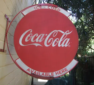 Vintage Coca Cola Double Sided  Shop Hanging Sign  19 '' D .Masonite Board VGC • $240