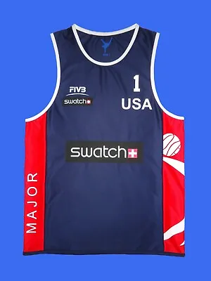 Beach Volleyball Jersey KIRALY Navy/Red USA #1 Size S M L XL 2XL New • $35
