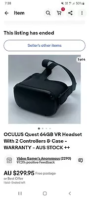 Meta Oculus Quest 64GB VR Headset - Black • $150