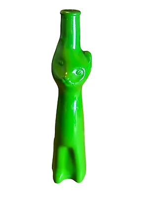 Happy Cat Green Glass Mosel Reisling Rheinhessen Germany Wine Bottle 13” • $24.95