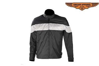 Men's Textile Motorcycle Black Touring & Biker Jackets With Wide Gray Stripe • $59.49