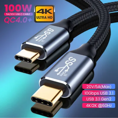 $11.67 • Buy USB-C To USB-C 3.1 Gen 2 Cable Fast Charging 10Gbps 4K 100W Video Data Transfer