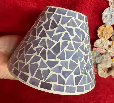 Mosaic Candle Jar Lamp Shade Pale Blue-Lilac Periwinkle Color • $25.50