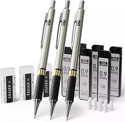 Metal Mechanical Pencil Set - 3PCS 0.9Mm Art Mechanical Pencils & 360PCS HB Lead • $16.99