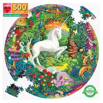 EeBoo Round Puzzle Unicorns Garden 500 Piece • $51