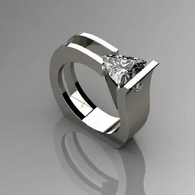 2Ct Trillion Cut Lab Created Diamond Men's Engagement Ring 14K White Gold Plated • $111.45