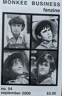 Monkees Fan Club Magazine Sept  2000  Monkee Business Fanzine TV Tour Hey Hey • $9.95