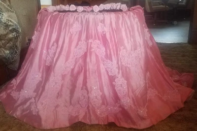 $775 • Buy Brown Bassinet . Princes Kleinfeld Dip Dyed Pink Wedding Gown Skirt Beautiful !