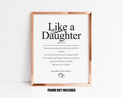 Like A Daughter Definition Art Print Bonus Daughter Gift Stepdaughter In Laws • £4.99